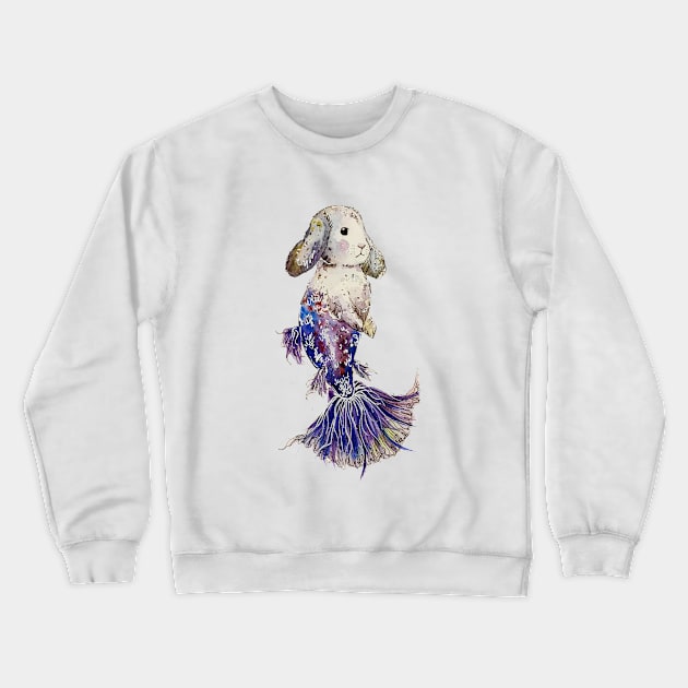 Betta Fish Mermaid Bunny Crewneck Sweatshirt by aquabun